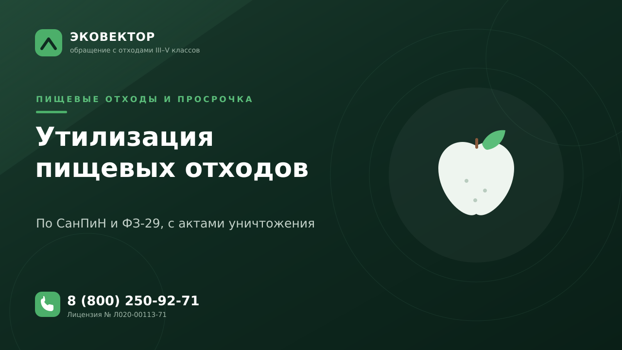 Утилизация пищевых отходов и просрочки: закон, документы, цена